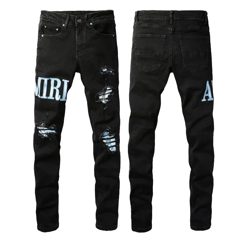Amiri Jeans Black Slim Straight Print  Jeans