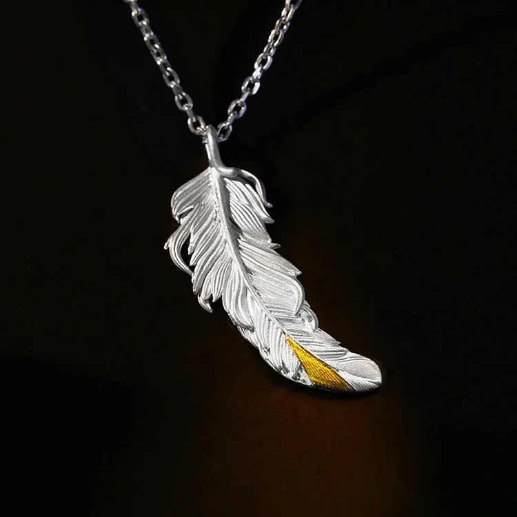 Coutureaura 999 Sterling Silver Feather Necklace
