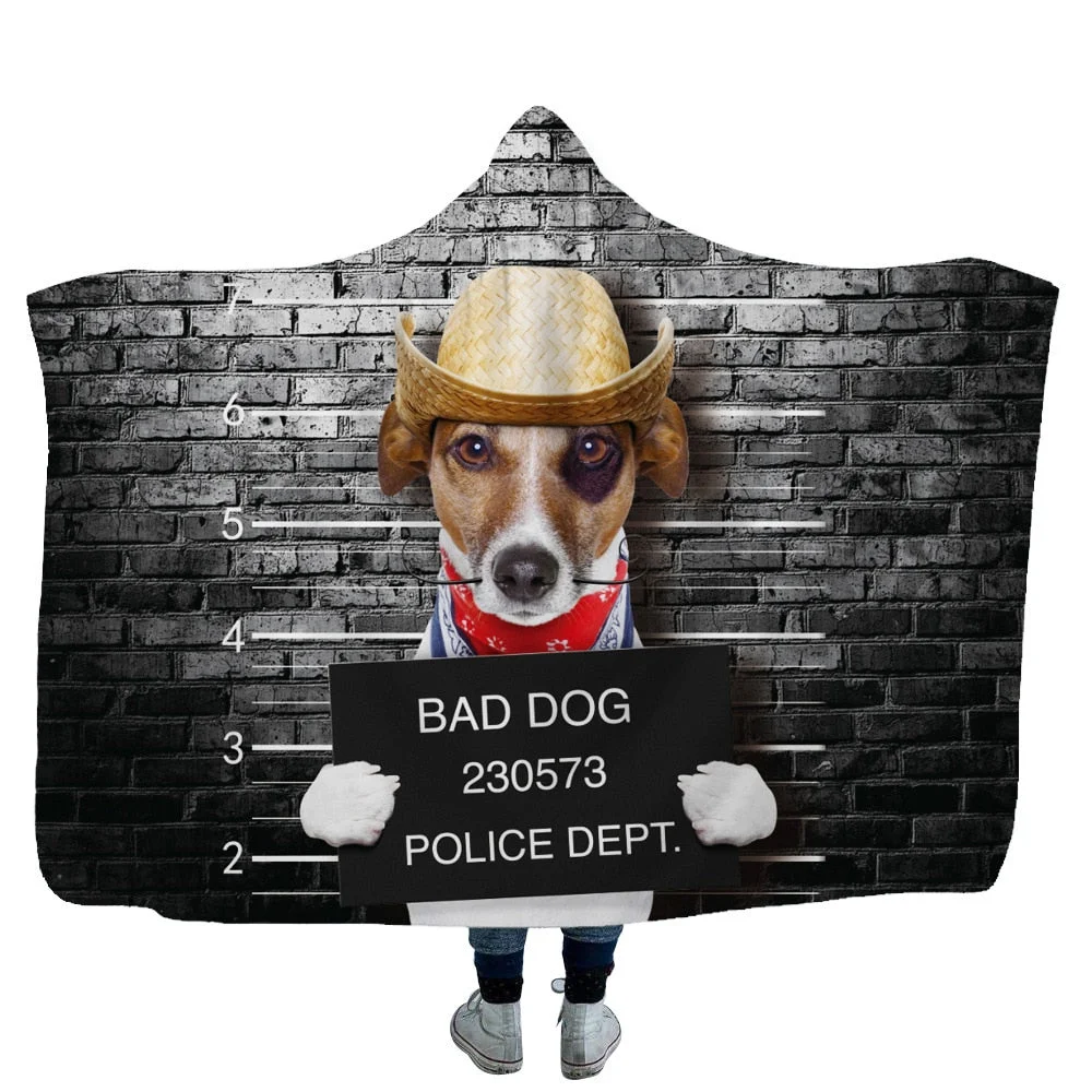 Hooded Blanket 3D Printed Bad Animals For Adults Childs Sherpa Fleece Hoodie Blanket Microfiber Warm Throw Blanket For Home Sofa