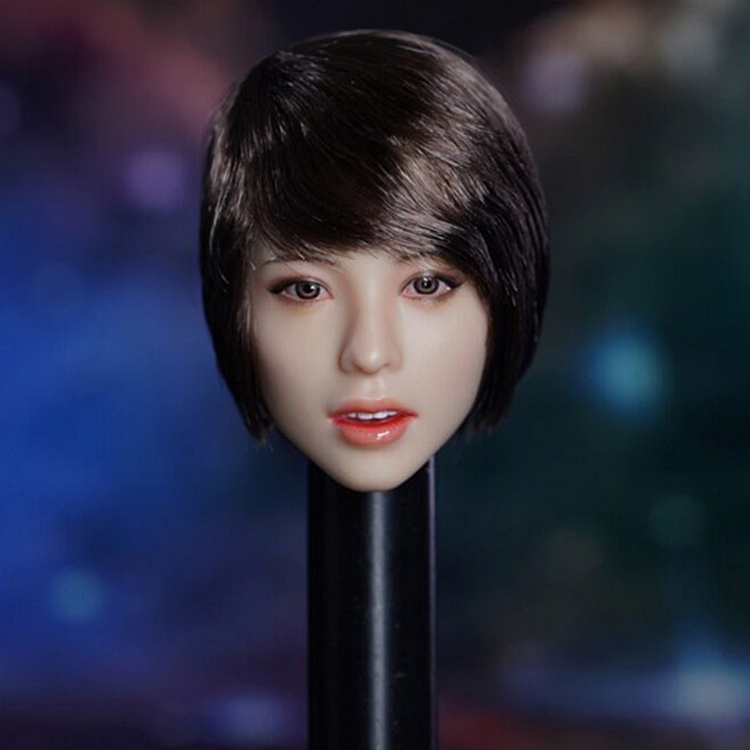 Super Duck Asian 1/6 Scale Female Head Sculpt SDH023C (Black Short Hair)