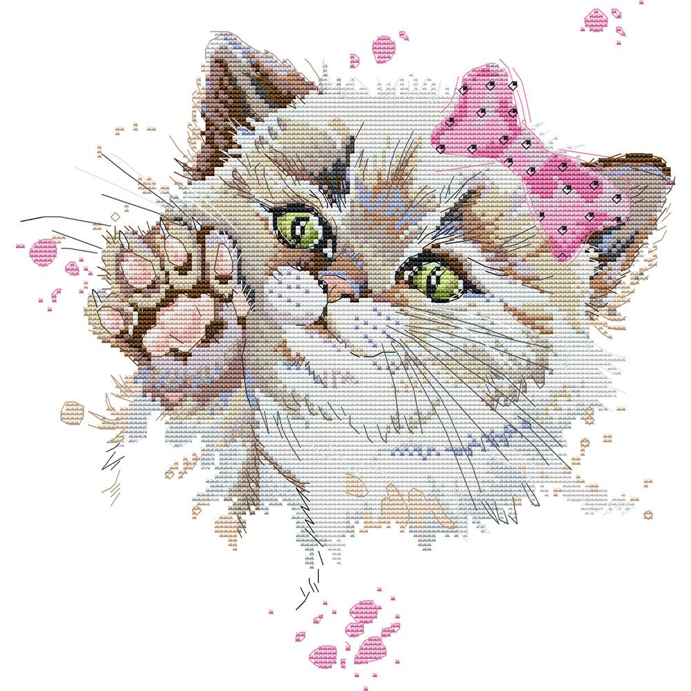 

Cute Cat - 14CT Stamped Cross Stitch - 34x35cm, 501 Original