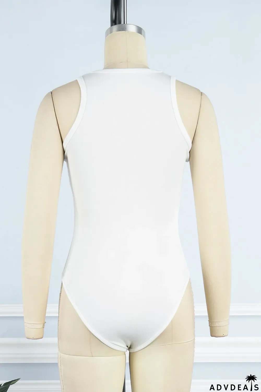 Apricot Casual Solid Patchwork O Neck Skinny Jumpsuits