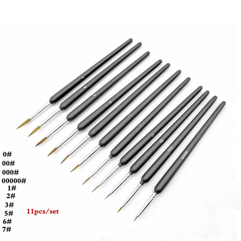 11 Pcs/Lot Paintbrushes Artist Fine Nylon Hair Paint Brush Set for Watercolor Acrylic Oil Painting Brushes Drawing Art Supplie