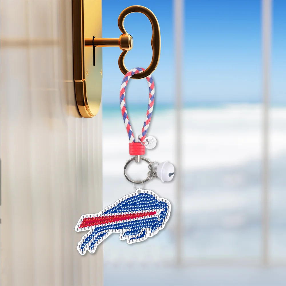 DIY Gem Keychains Double Sided Rugby Badge Craft Hanging Ornament