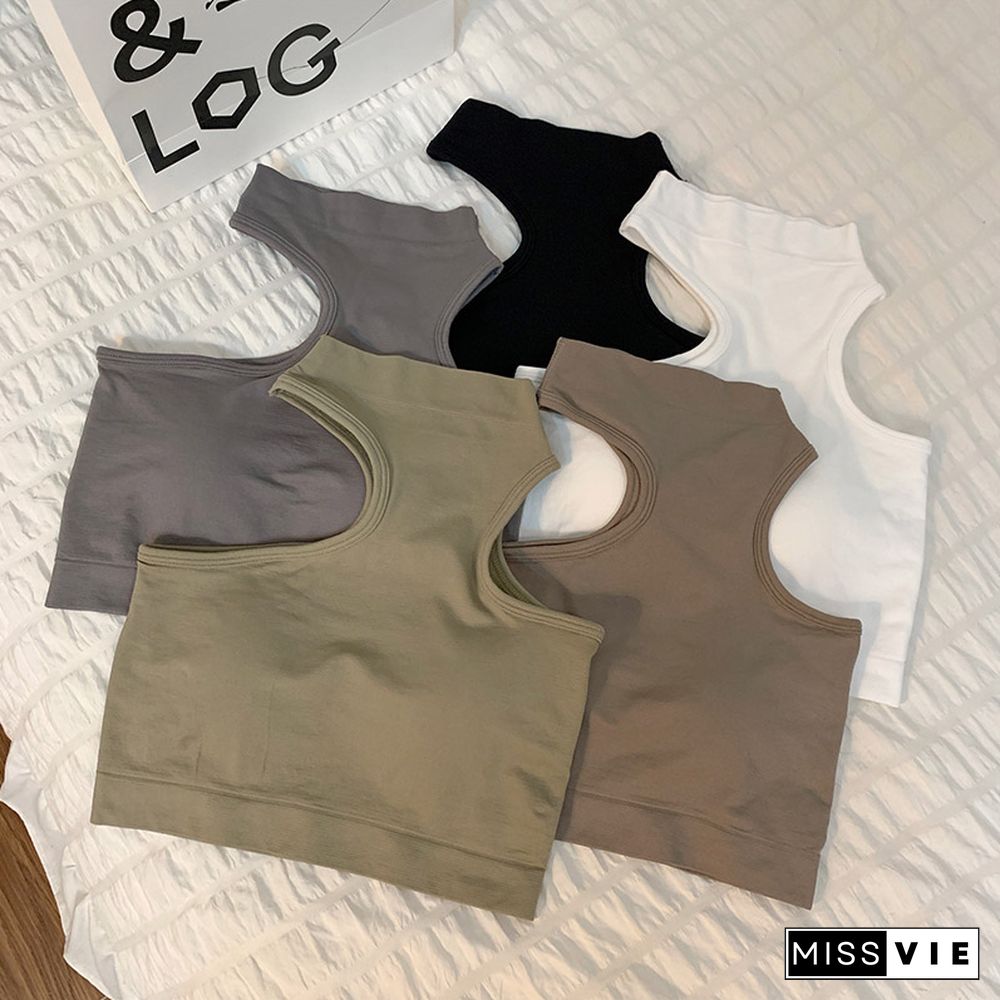 Irregular Pure Color Crop Top