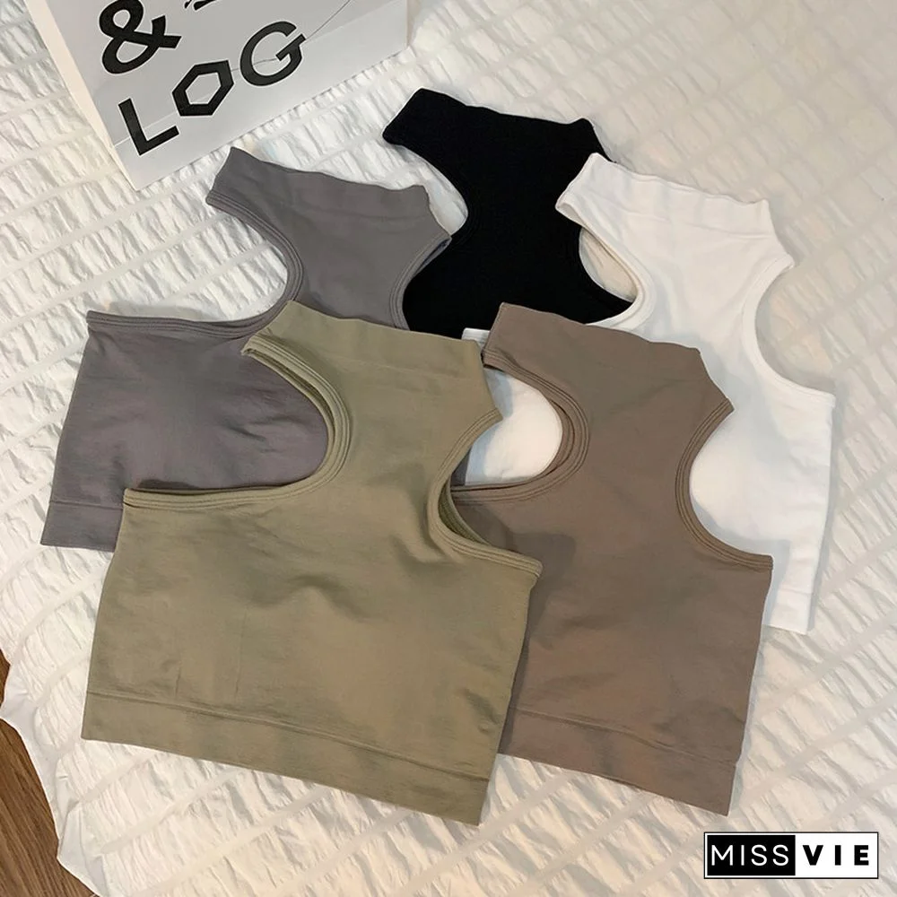 Irregular Pure Color Crop Top