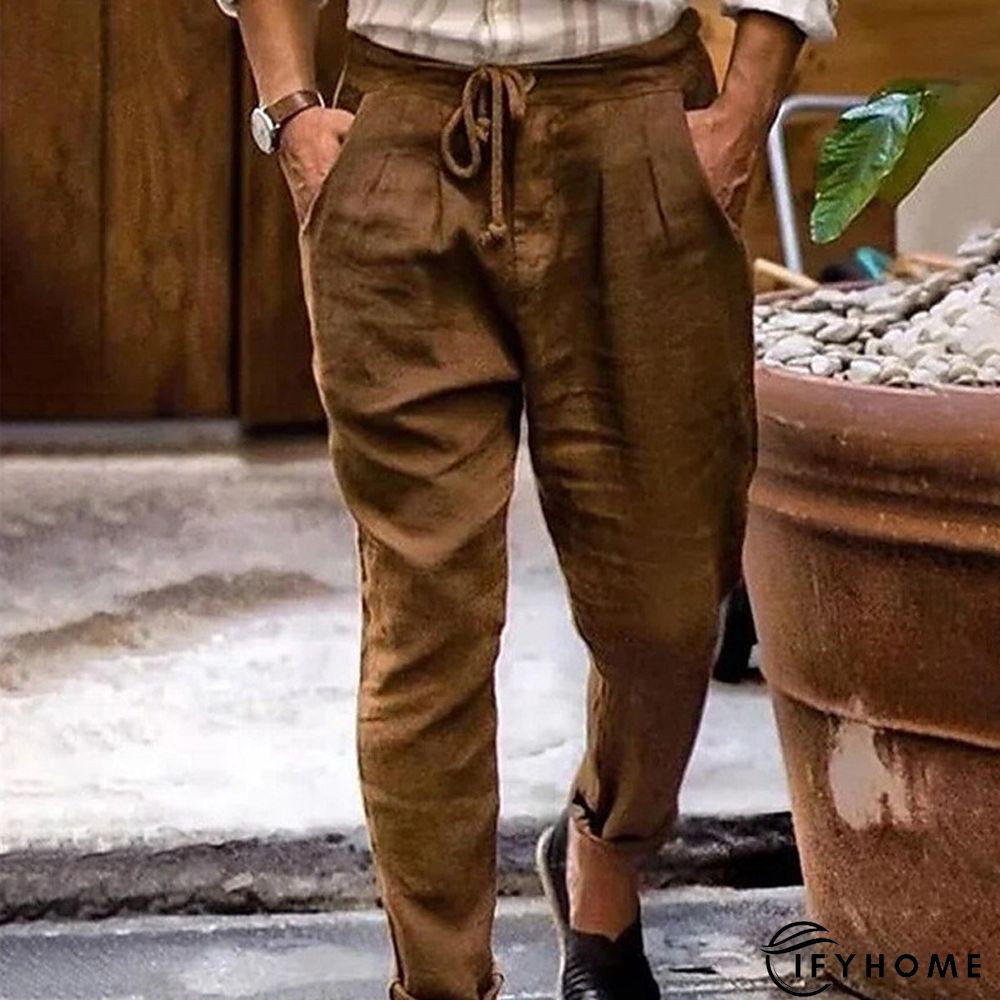 Men's Linen Pants Trousers Summer Pants Beach Pants Plain Breathable Soft Casual Daily Holiday Linen / Cotton Blend Fashion Streetwear Black White Micro-elastic | IFYHOME