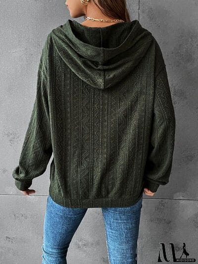 MidiSono - Textured Dropped Shoulder Hoodie