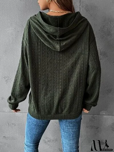 MidiSono - Textured Dropped Shoulder Hoodie