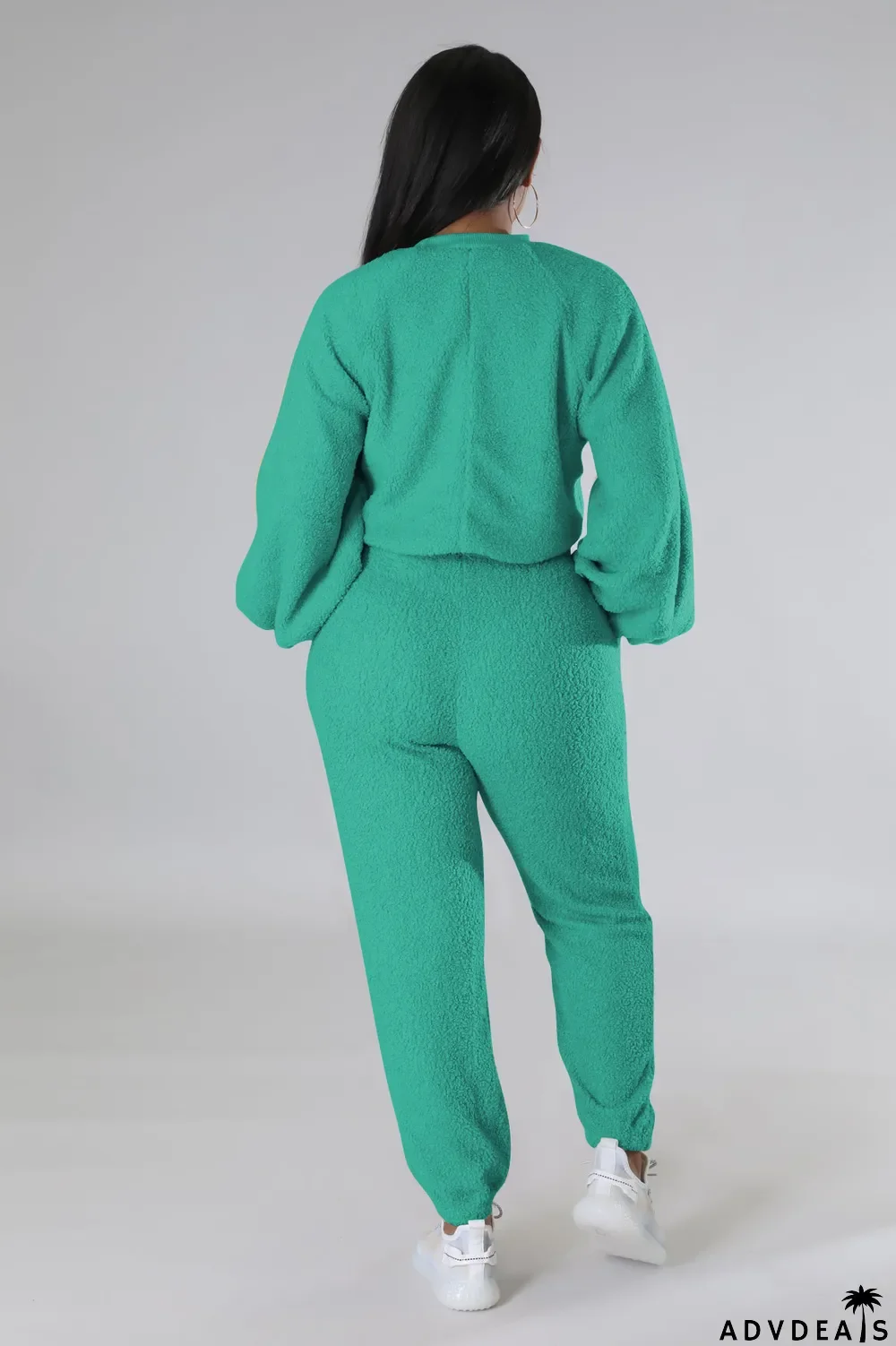 Fashion Casual Solid Color Fleece Two-piece Suit