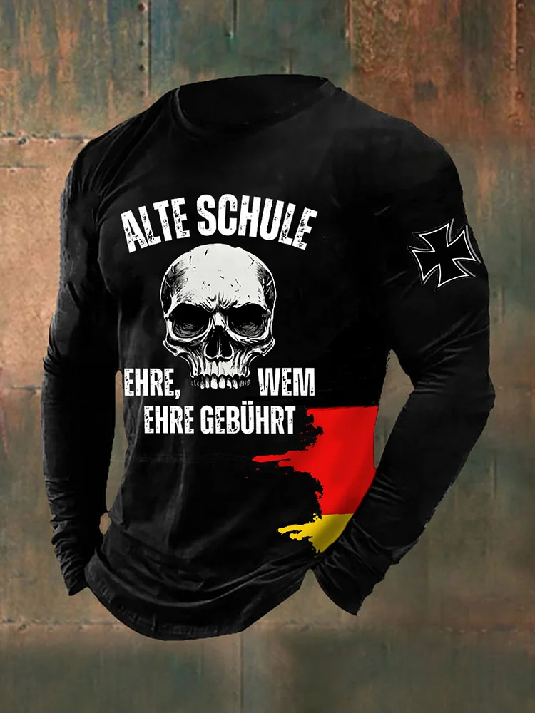 Herren Alte Schule: Ehre, wem Ehre gebührt Bedrucktes Langarm-T-Shirt