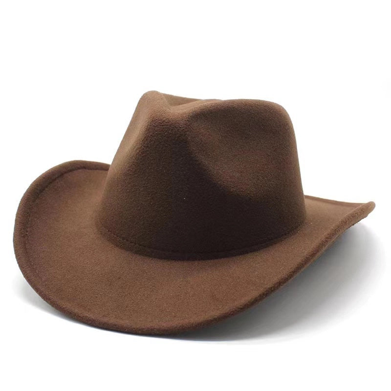 Top Hat Western Cowboy Hat Rolled Eaves Bump Top Retro Riding Hat Men’s And Women’s Woolen Felt Hat