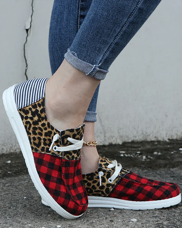 Leopard Print Colorblock Casual Shoes