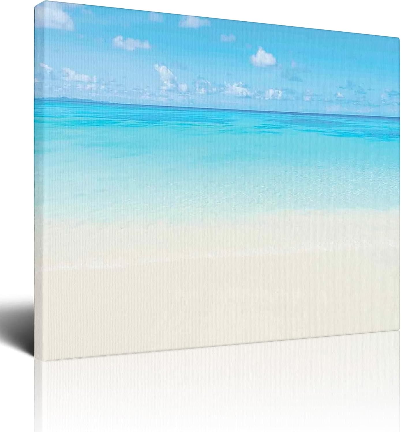 Ocean Canvas Wall-Art for Bedroom,Beach,Abstract Painting Pop Art Wall Decor Modern Home Office Decor Framed Ready to Hang,Blue White - 16x24 Inch 16x24 Inch