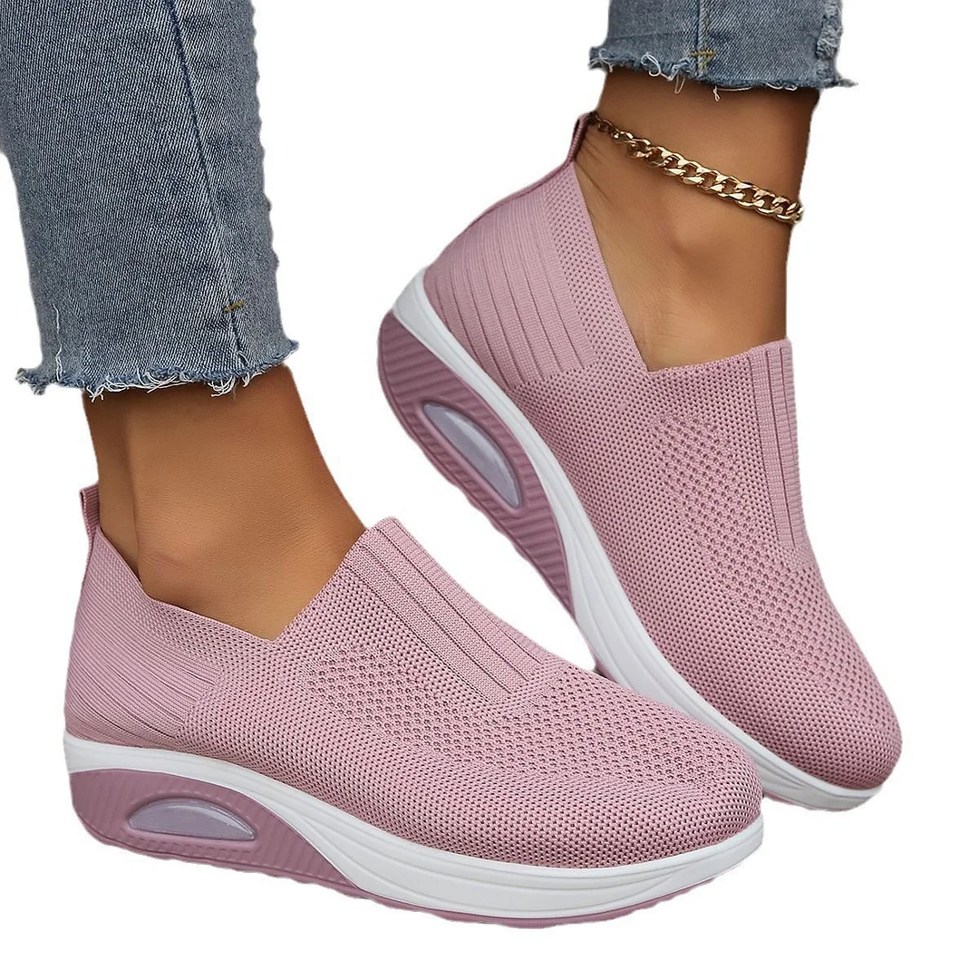 Yyvonne Rocking New Women's Shoes Thick-Soled Air Cushion Lazy Casual Sports Comfortable Shoes Breathable Soft-Soled Women's Shoes