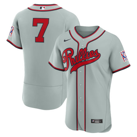 Men's Philadelphia Phillies #7 Trea Turner Nike Gray 2026 Field of Dreams Authentic Jersey