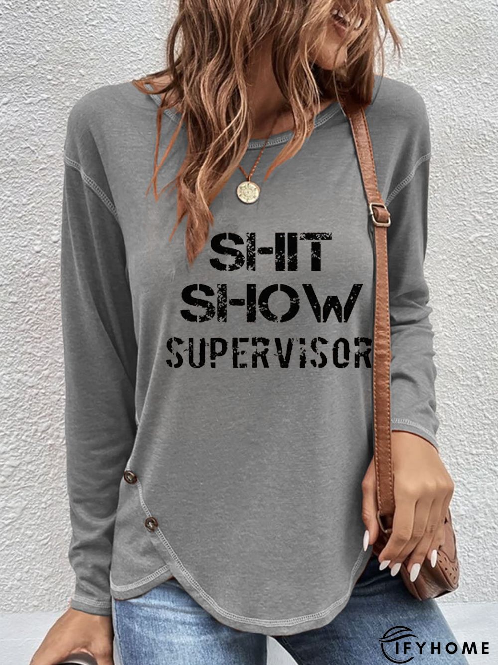 Casual Crew Neck Jersey Loose T-Shirt | IFYHOME