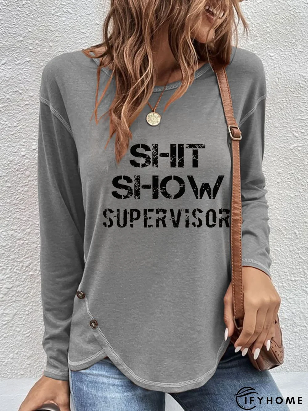 Casual Crew Neck Jersey Loose T-Shirt | IFYHOME