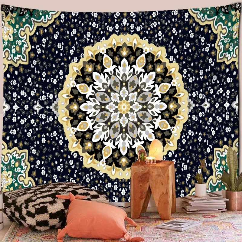 Nigikala Mandala Tapestry Wall Hanging Boho Decor Wall Cloth Tapestries Psychedelic Hippie Night Moon Tapestry Mandala Wall Carpet