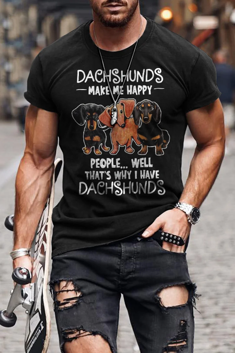 Men's Casual Pet Dog Short Sleeve T-Shirt