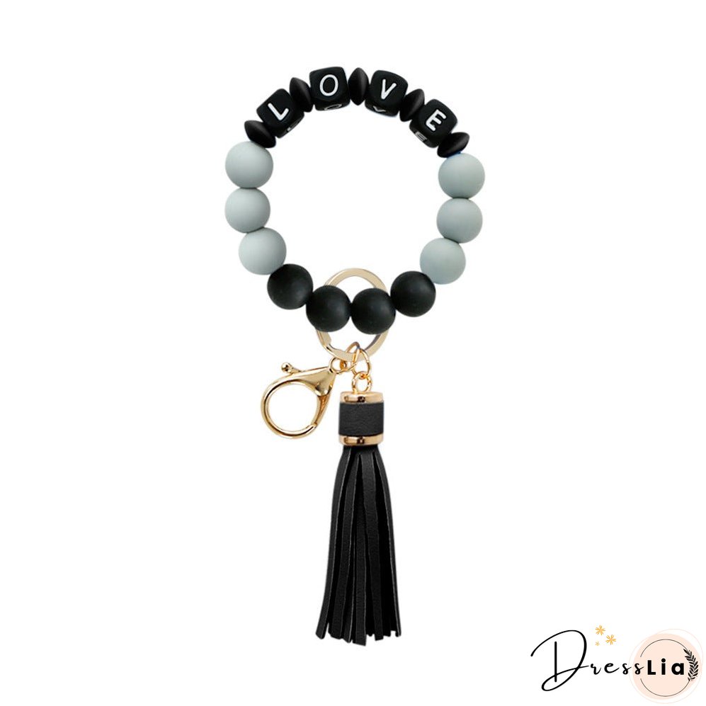 Paziye Card Holder Key Ring Silicone Bead Bracelet Key Chain