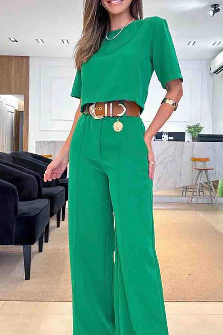 Casual Solid Solid Color Short Sleeve Two Pieces