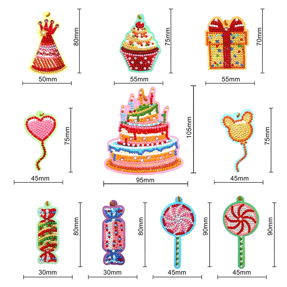 10pcs Cute Greeting Card Pendant Diamond Painting (Single Side)