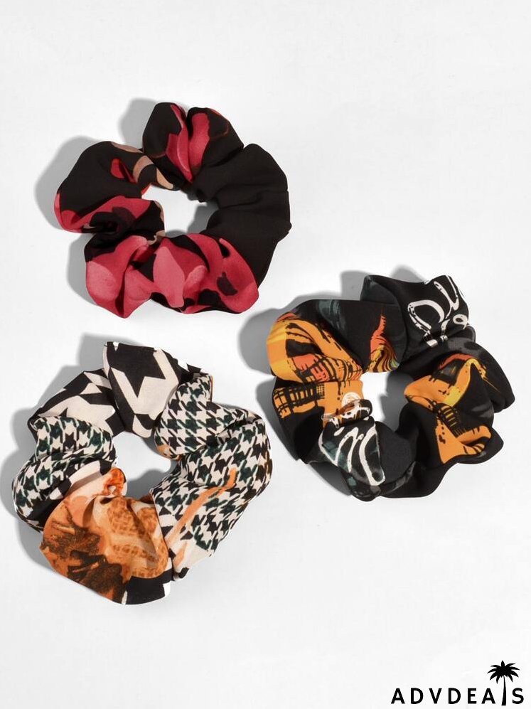3pcs Houndstooth Print Scrunchie