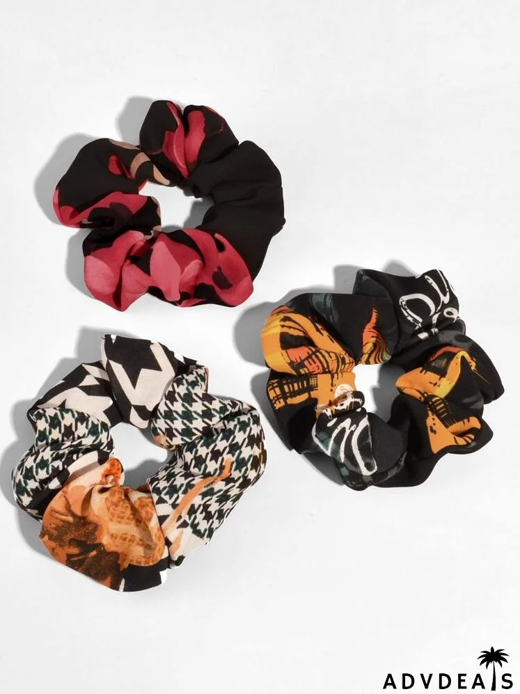 3pcs Houndstooth Print Scrunchie