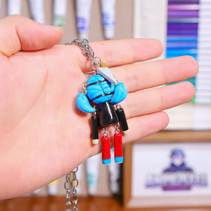 Sally face necklace and electric guitar keychain