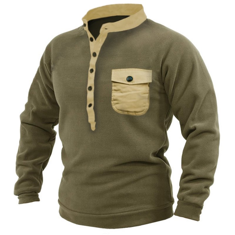 Men's Warm Fleece Hunting Henry Sweatshirt-Compassnice®