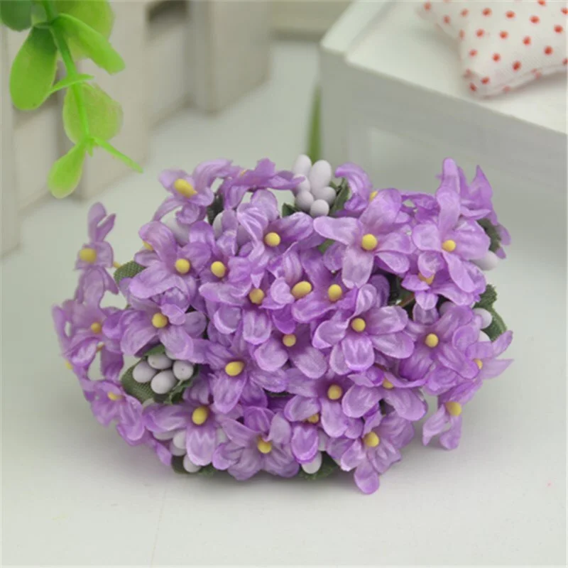 12pcs/lot Cherry Plum Mini Blossom Artificial Silk Baby Breath Bouquet Stamen DIY Scrapbooking Wreath Wedding Decorations