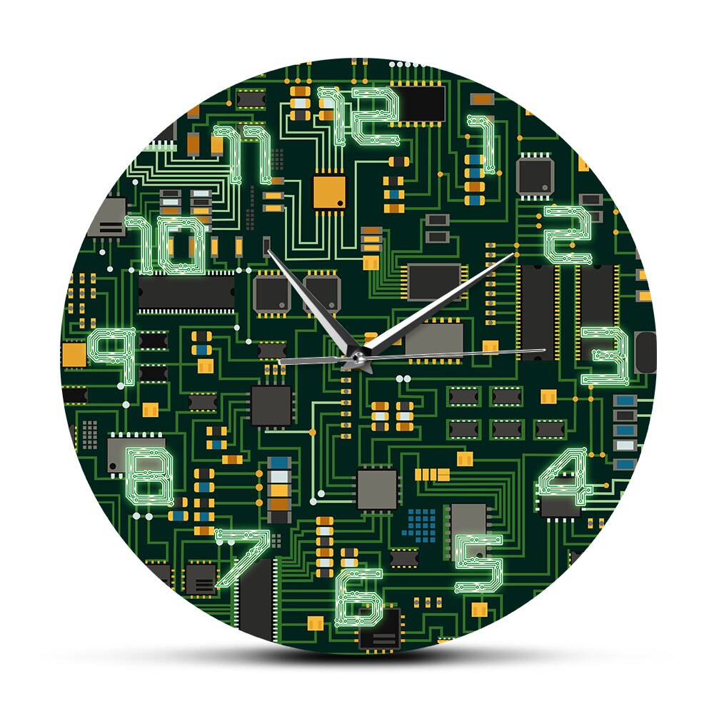 

Green PC Circuit Board - Frameless Acrylic Wall Clock, 501 Original