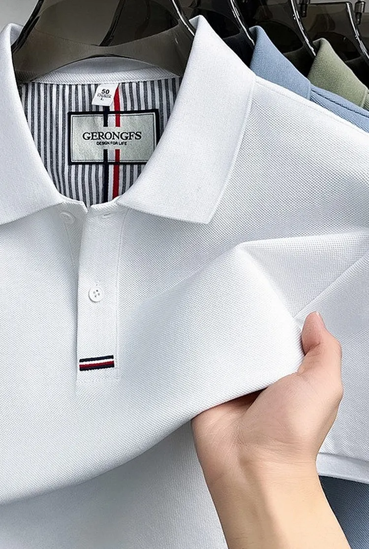 Cotton Short Sleeve Polo Shirt for Men Business Casual