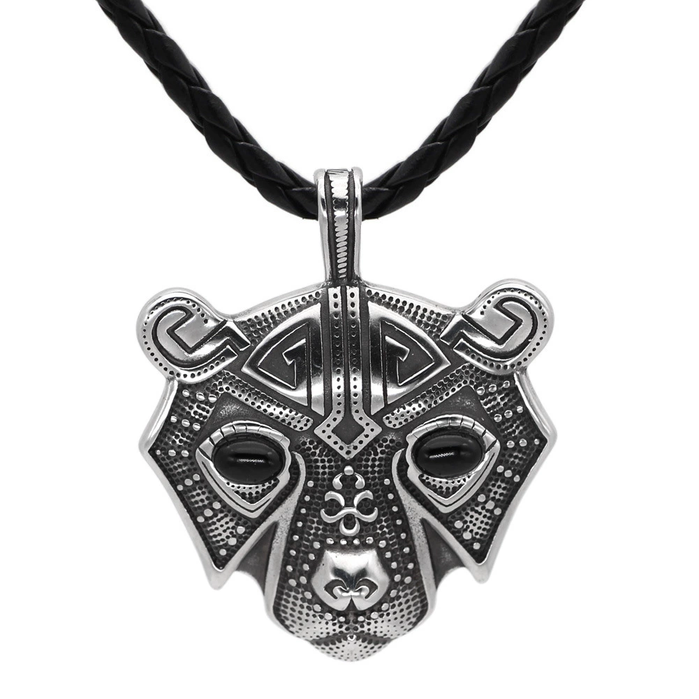 Stainless Steel Pendant Necklace Accessories Long Titanium Steel Bully Bear Head Necklace