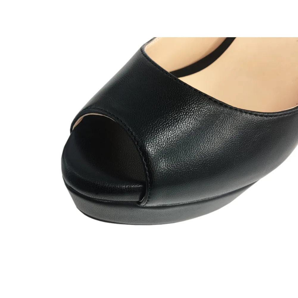 150mm Slingback Sandals Platforms Sky High Party Black Matte Pumps-vocosishoes