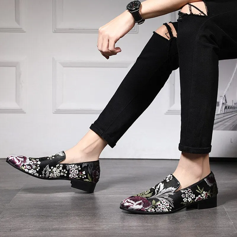 Hot Sale Embroidered Loafers Men Smoking Slippers Male Wedding and Party Dress Shoes Size 38-48 Drop Shipping