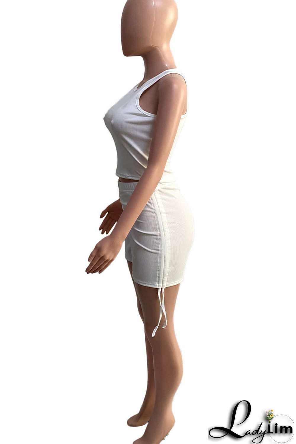 Black Sexy Solid Split Joint Draw String Fold O Neck Short Sleeve Two Pieces