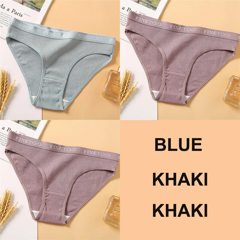 3PCS Women Cotton Underwear Panties Female Sexy Briefs Brand  Band Waist Pantys Set Solid Color Intimates Lingerie for Girl M-XL