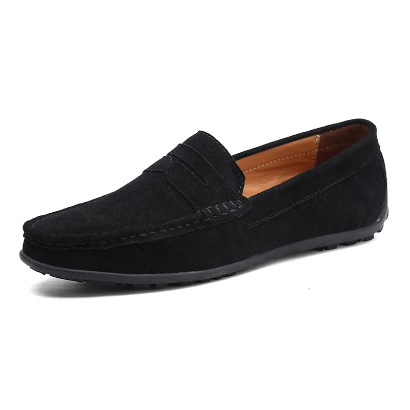 DUDELI Suede Leather Men Casual Shoes Loafers Italian Genuine Leather Driving Moccasins Gommino Slip on Men's Shoes Plus size