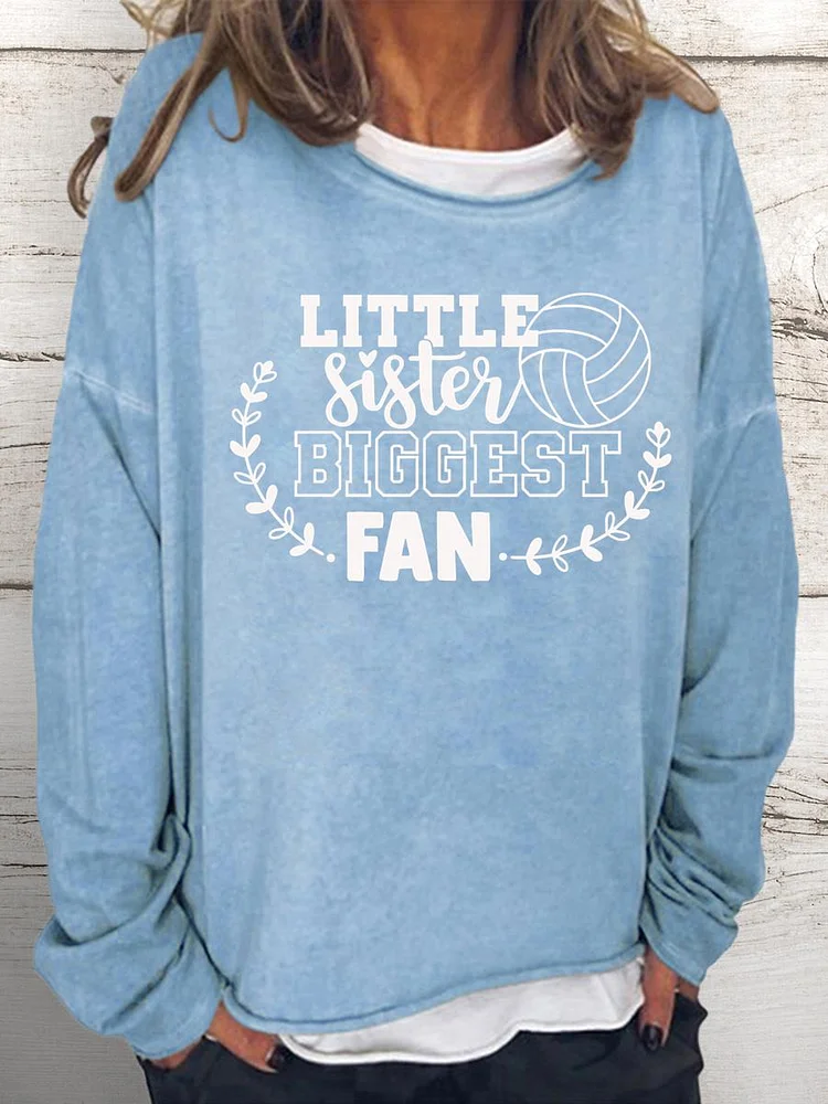 Little sister biggest fan Volleyball Women Loose Sweatshirt-Annaletters