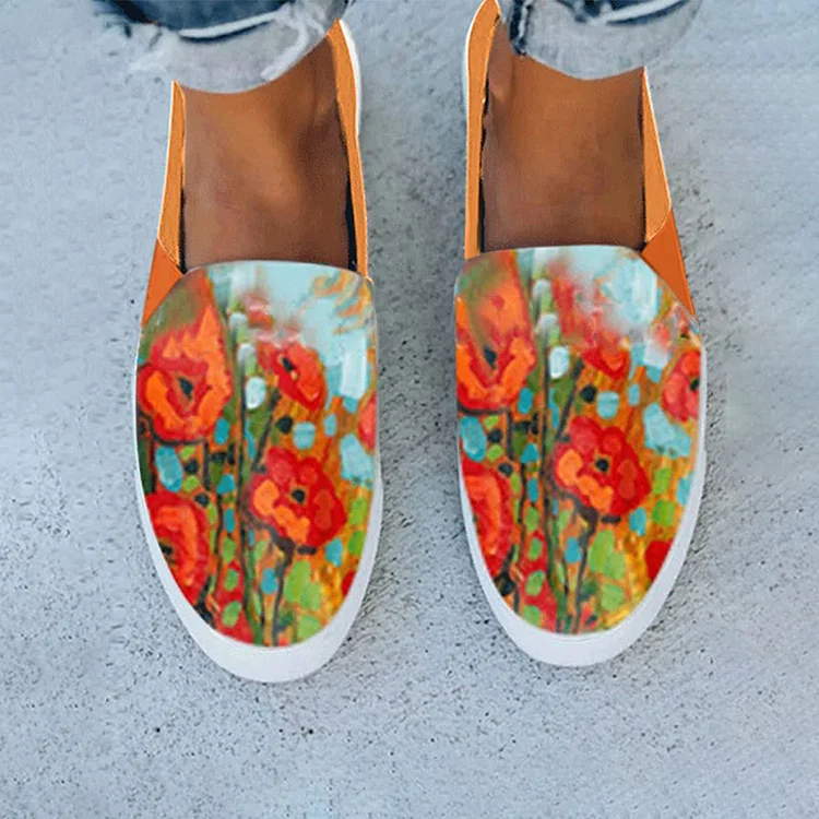 Vintage Floral Print Casual Outdoor Shoes