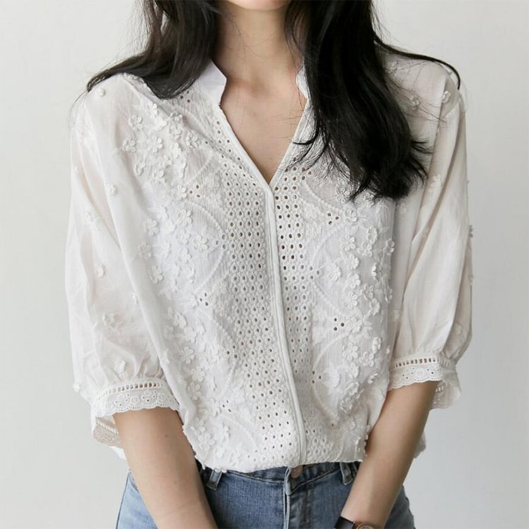White Shift Casual Shirts & Tops QueenFunky