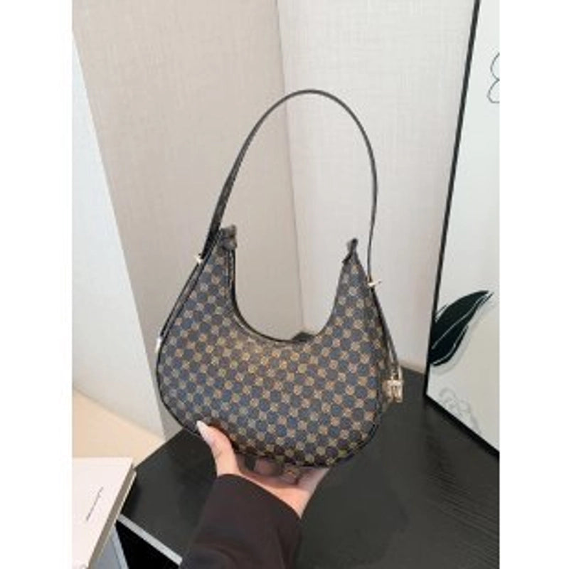 Women’s Medium Pu Leather Houndstooth Zebra Classic Style Streetwear Pillow Shape Zipper Underarm Bag