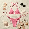 White High-Waisted Bikini Set with Adjustable Straps and Faux Fur-Like Texture for Summer Beach Wear by Inlyline