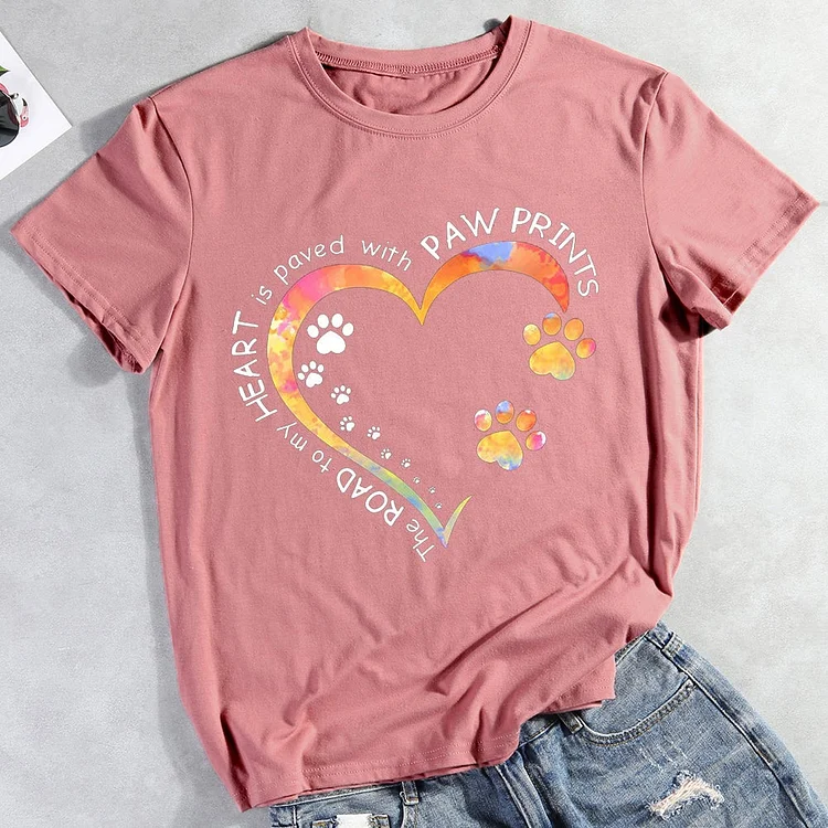 Dog Paw Heart T-Shirt-012971-CB