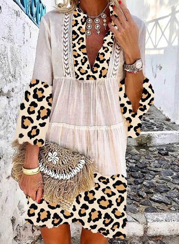 Women's Dresses Leopard Print Mini Dress