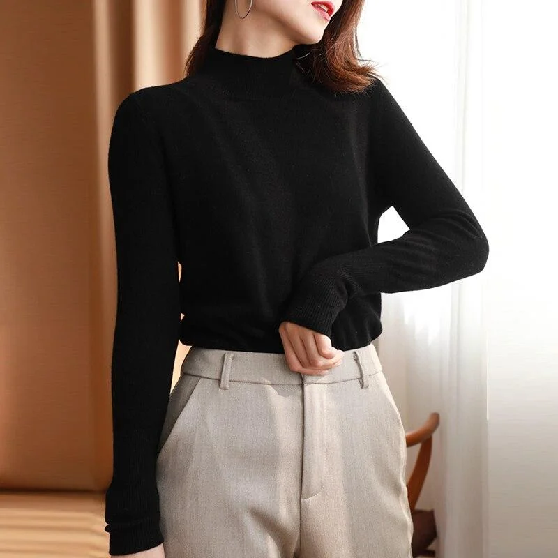 autumn winter cashmere sweaters women fashion turtleneck pullover slim long sleeve 2021 knitted Jumper Soft Warm Pull Femme