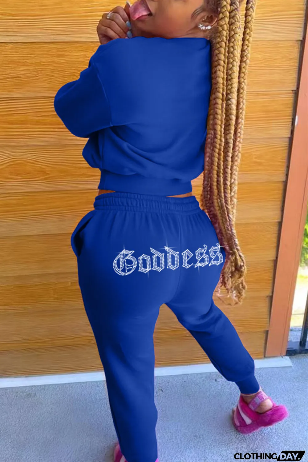 Black Fashion Casual Solid Hot Drill O Neck Long Sleeve Two Pieces