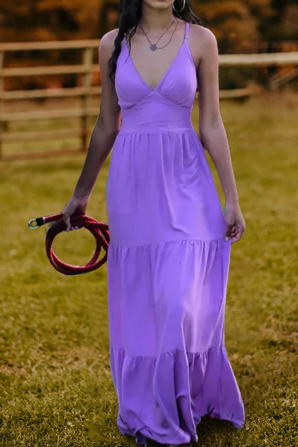 Romantic Purple Suspender Dress